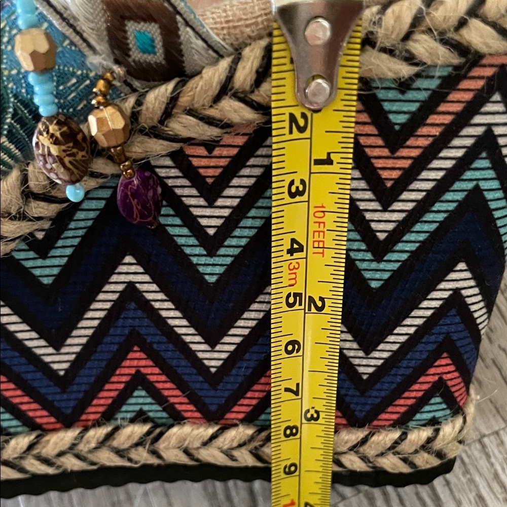 Turquoise Embroidered Beaded Wedge Slide Sandals - Picture 7 of 7